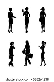 Vector illustration silhouettes of businesswoman on the white background