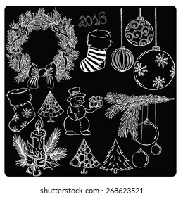 vector illustration silhouettes of Christmas items