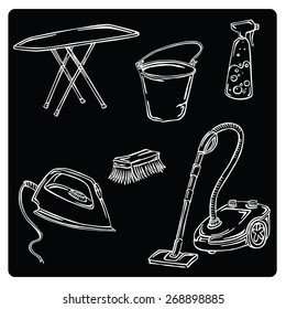 vector illustration of silhouettes for cleaning