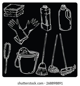 vector illustration of silhouettes for cleaning