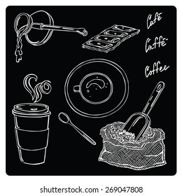 vector illustration silhouettes of coffee