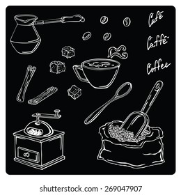 vector illustration silhouettes of coffee