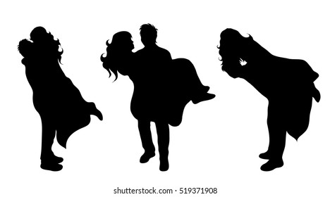 Vector illustration silhouettes of couple on white background.