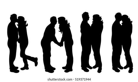 Vector illustration silhouettes of couple on white background.