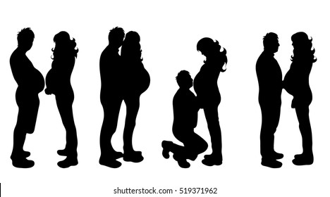 Vector illustration silhouettes of couple on white background.