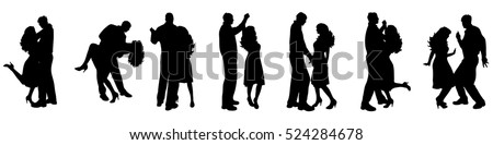 Vector illustration silhouettes of dancing couple on white background