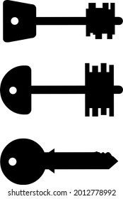 Ilustración vectorial de las siluetas de diferentes estilos o formas de las teclas de puerta