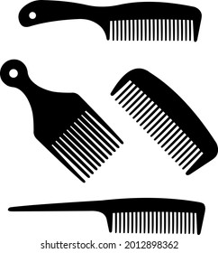 Vector illustration of silhouettes of different styles and shapes of hair combs