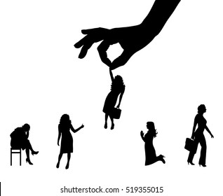 Vector illustration silhouettes of different woman on business
