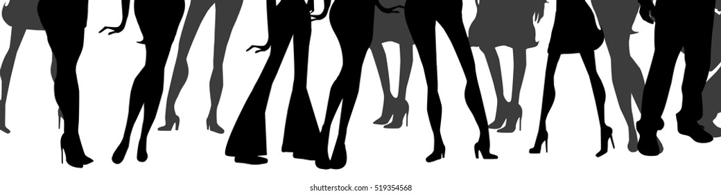 Vector illustration silhouettes of different women and men legs
