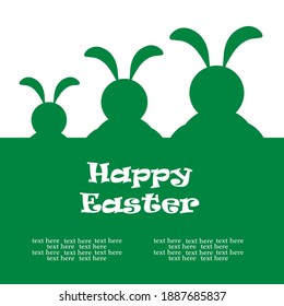 Vector illustration with silhouettes of Easter bunnies. Easter holiday. Invitation card. Banner