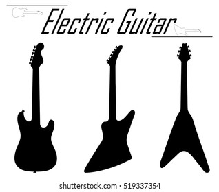 Vector illustration silhouettes electric guitar on a white background