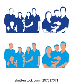 Vector illustration of  silhouettes  family 