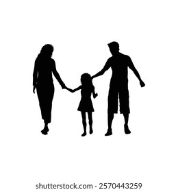 Vector illustration silhouettes of family on a white background