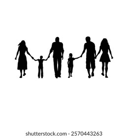 Vector illustration silhouettes of family on a white background