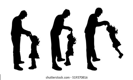 Vector illustration silhouettes of family on white background.