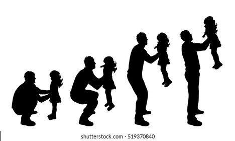 Vector illustration silhouettes of family on white background.