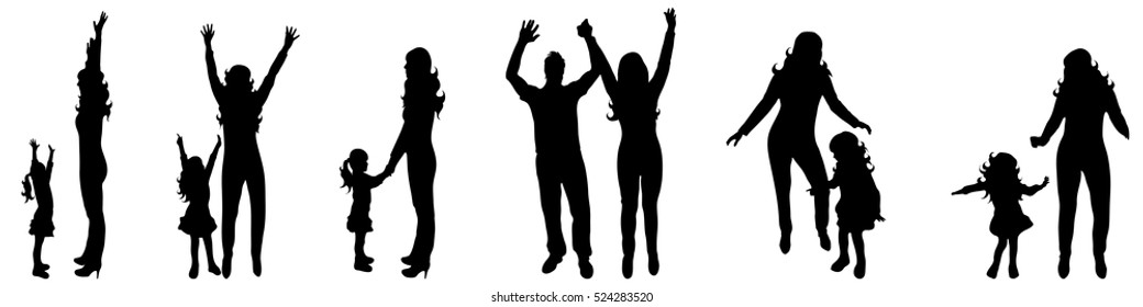 Vector illustration silhouettes of family on a white background