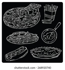 vector illustration silhouettes of food