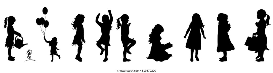 Vector illustration silhouettes of girl on white background