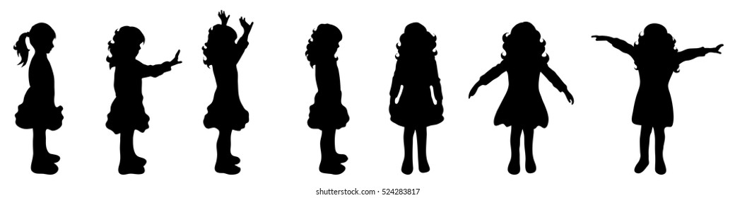 Vector illustration silhouettes of girl on white background