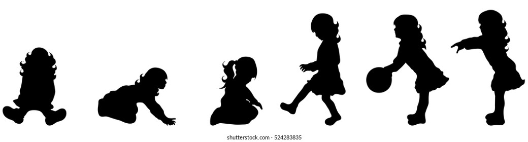 Vector illustration silhouettes of girl on white background