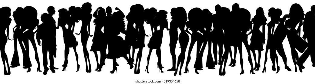 Vector illustration silhouettes group of different women and men