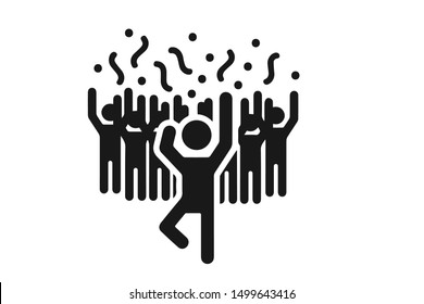 Vector illustration silhouettes happy dancing people on white background