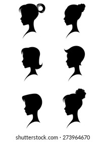 Vector illustration of a silhouettes head girls