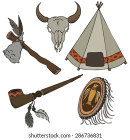 vector illustration silhouettes of Indian elements