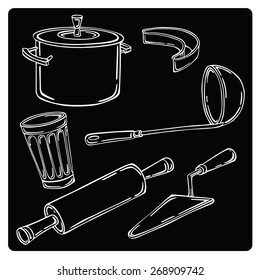 vector illustration silhouettes of kitchen accessories