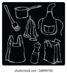 vector illustration silhouettes of kitchen accessories