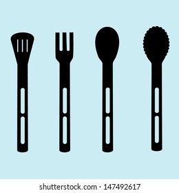 Vector illustration with silhouettes of kitchen-ware