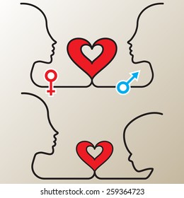 Vector illustration silhouettes of loving couple and parents with child