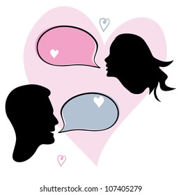 vector illustration silhouettes of male and female dialog