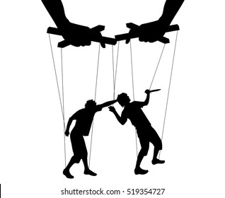 Vector illustration silhouettes man of symbol marionette