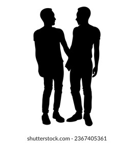Vector illustration. Silhouettes of men. Partners.