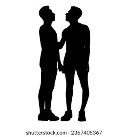 Vector illustration. Silhouettes of men. Partners.