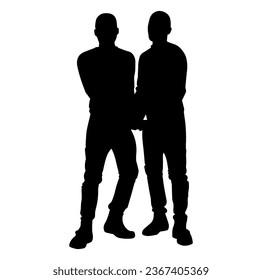 Ilustración vectorial. Siluetas de hombres. Socios.