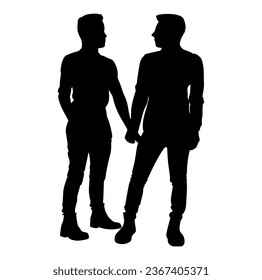 Vector illustration. Silhouettes of men. Partners.
