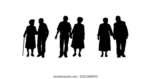 Vector illustration. Silhouettes of men and women of different ages. Big set of people.