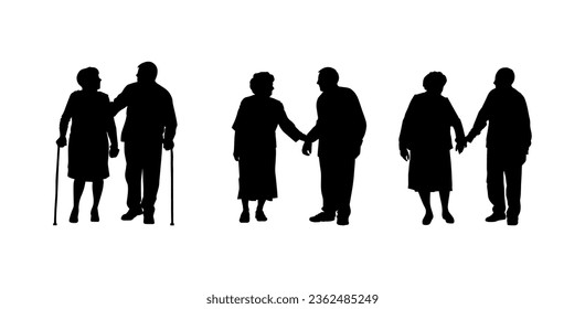Vector illustration. Silhouettes of men and women of different ages. Big set of people.