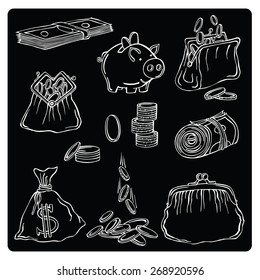 vector illustration silhouettes of money
