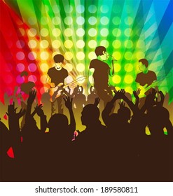 Vector illustration of silhouettes music band 