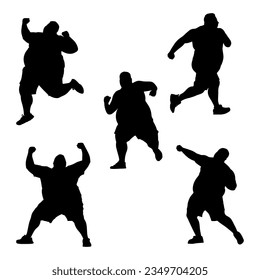 vector illustration. Silhouettes of overweight people. Big set of sports.