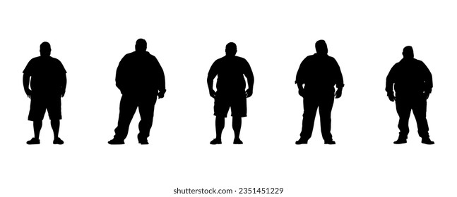 vector illustration. Silhouettes of overweight people. Big set of married couples.