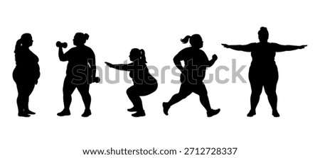 vector illustration. Silhouettes of overweight people. Big set of married couples.	
