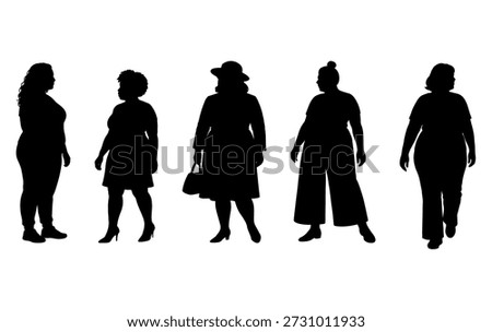 vector illustration. Silhouettes of overweight people. Big set of married couples.
