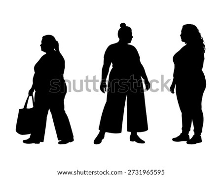 vector illustration. Silhouettes of overweight people. Big set of married couples.
