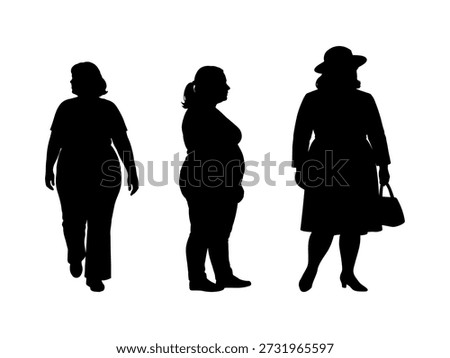 vector illustration. Silhouettes of overweight people. Big set of married couples.